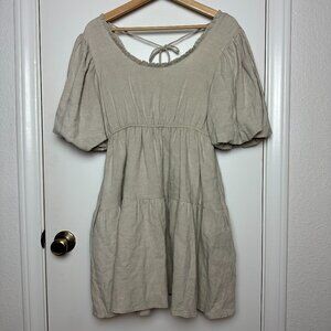 Anthropologie Lost + Wander Smocked Beige Prairie Dress Small